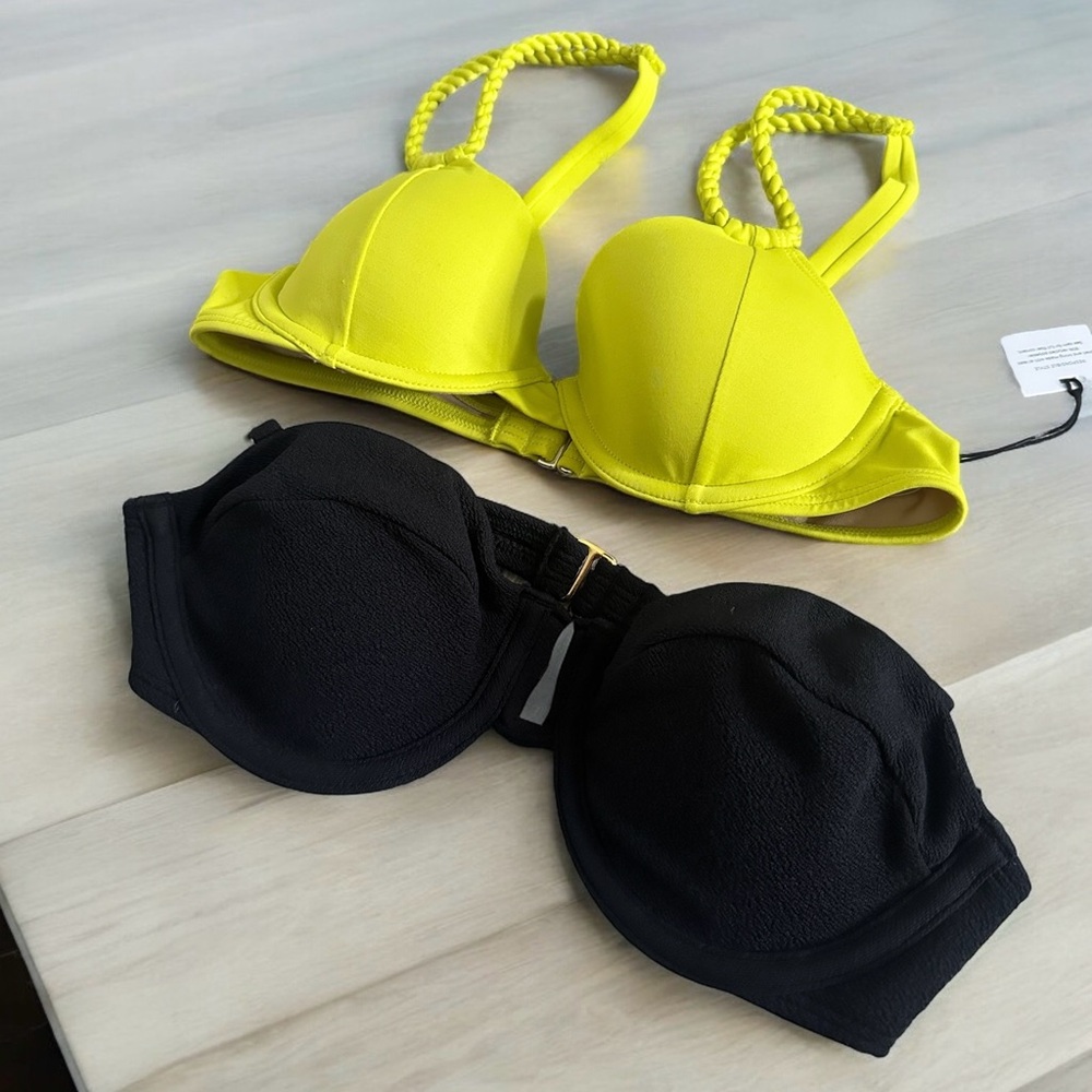 NWT Womens Shade & Shore Lot of 2 Bathing suit Bikini Tops‎ size 32B